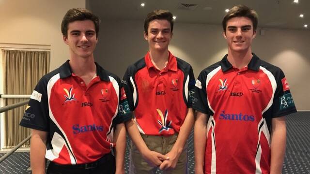 Jack Montgomery (right) with his brothers Paddy and Ed at the Central North dinner in Tamworth on Saturday night. Each of the Montgomery boys made the Cricket NSW State Challenge for their respective ages - Paddy in 18s, Jack in 16s and Ed in 13s.