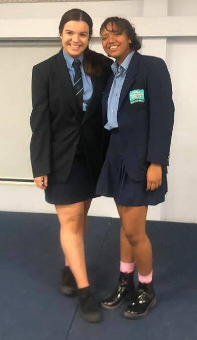 Moree Secondary College students Grace Carter and Alyssa Duncan came second and first, respectively, in the Rotary District 9650 public speaking cluster final. Photo: contributed