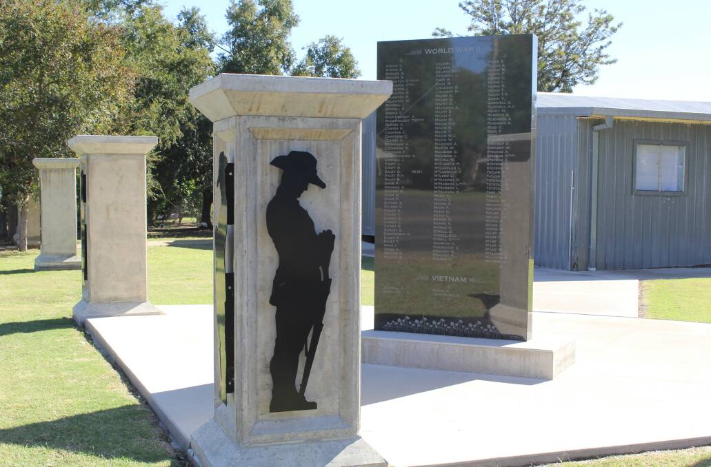 The Pallamallawa War Memorial, which was created as part of the Anzac centenary commemorations in 2015. Each column is worth $500 and represents each of Pally's fallen World War I soldiers.