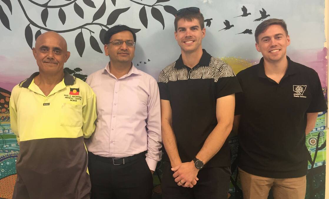 Pius X's Gregory Wright, Dr Syed Ghazi, Brod Baker and Dr Glendon Inkster are taking part in Movember and will shave off their moes at a men's health event this Friday. Photo: contributed