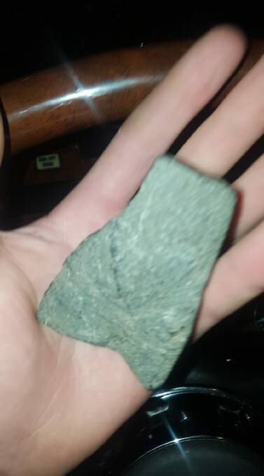 Dale posted this photo in the Report the Rock Throwing Facebook group, saying this rock had hit the stone guard of his truck at about 6.30pm on April 25.