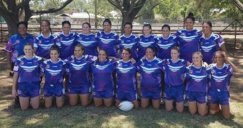 REPRESENT: The Group 19 women's nines team, including nine Moree players and coach Lorilie Haines (back left), competed in Muswellbrook on Saturday.