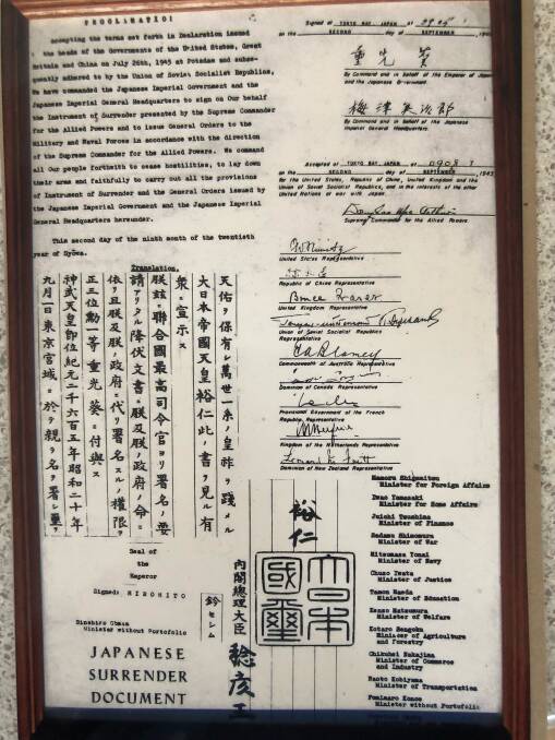 An original Japanese surrender document is just part of Gordon's war memorabillia.