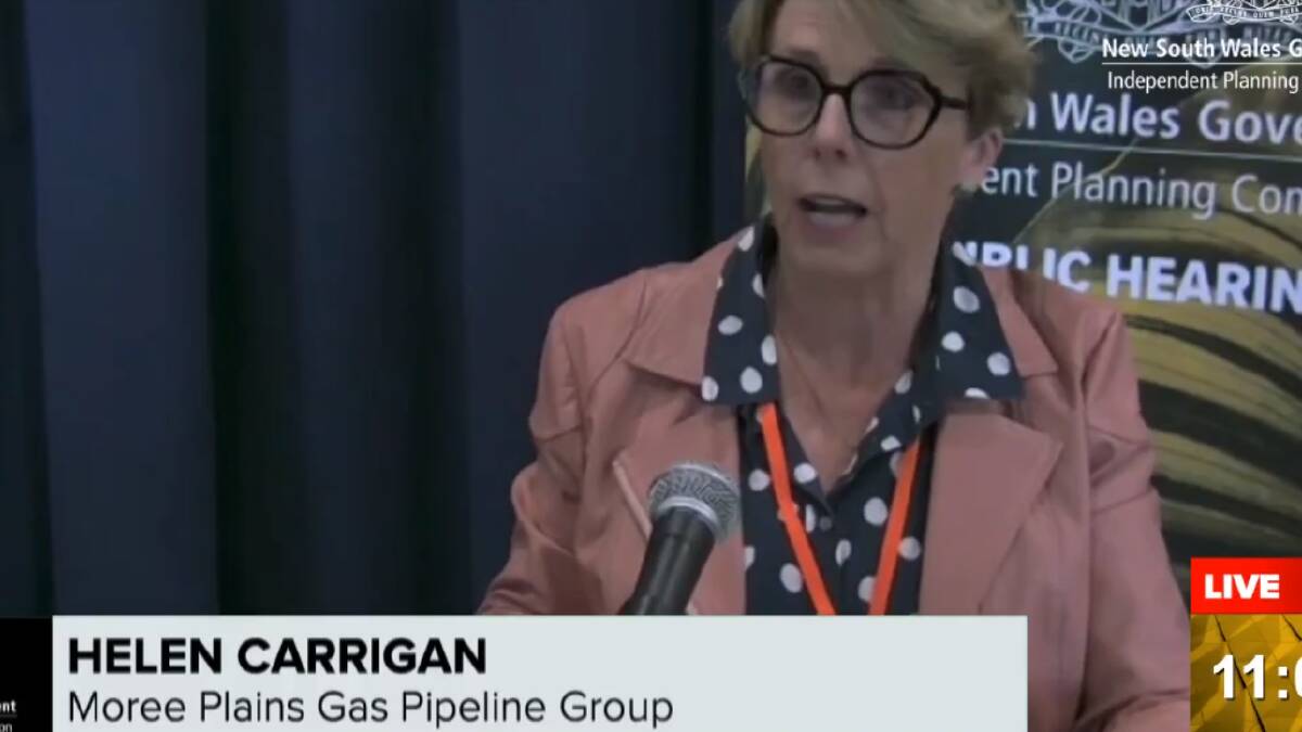 Garah grazier and Moree Plains Gas Pipeline Group spokesperson Helen Carrigan told the IPC that the Narrabri Gas Project would be "disastrous" for landholders in the Moree Plains Shire.
