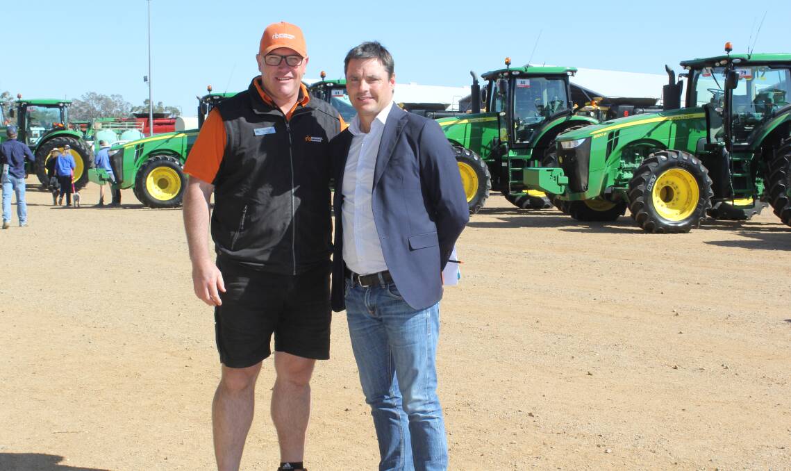 HAPPY: Ritchie Bros. regional sales manager Dale Spedding and owner of Sundown Pastoral Company David Statham were thrilled with the outcome of Friday's auction.