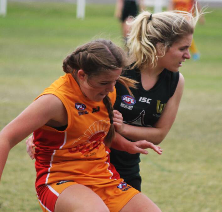 Belle Brazel in action for the Suns last year. Photo: Haley Caccianiga