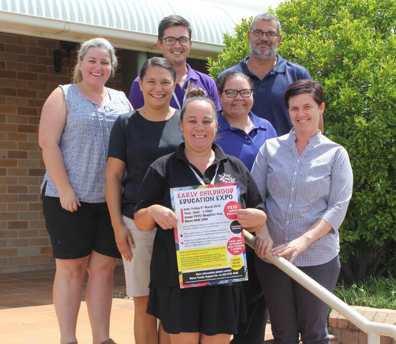 Organising committee: (back) Northcott's Nicole Smith, Moree Family Support's Shane Smith, Family and Community Services' Barry Swan, (middle) Grace Lutheran Preschool's Carmelle McClure, Department of Human Services' Sharon Tighe, (front) Moree Family Support's Kiely Smith and Goodstart's Lauren Kinchela.