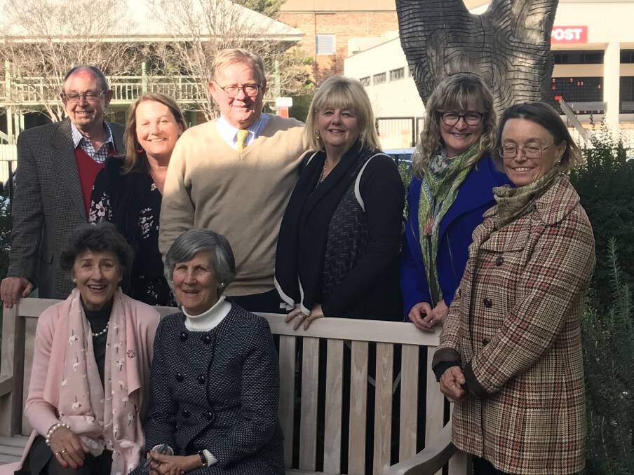 (Front) Susie Arnott (wife of the late Ken Arnott) and Jane Manchee, with current Moree Cultural Art Foundation board members (back) Peter Gall, Mary Weal, Hugh Livingston, Annabelle Simpson, Susan Humphries and Philippa Morris.
