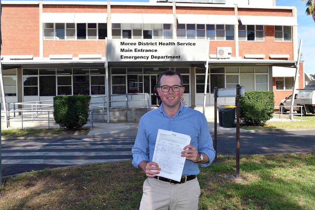 MORE SIGNATURES NEEDED: Northern Tablelands MP Adam Marshall with signed petitions outside Moree District Hospital.

 