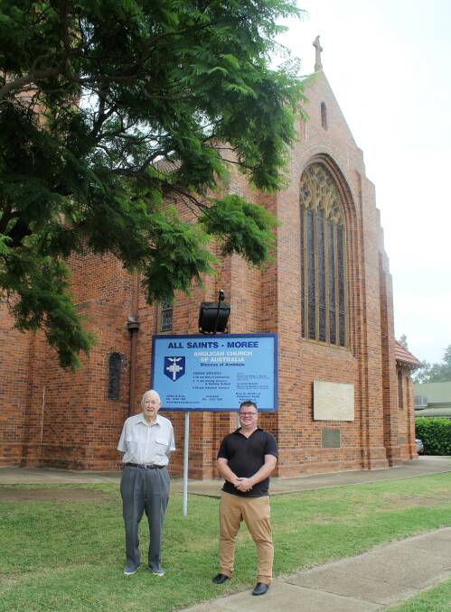 PRAYER TO CONTINUE: All Saints Anglican Church Moree campanologist Lorne McFarlane and Vicar Reverend Phillip Brown invite the Moree community to join them in prayer when they hear the church bells ring at 9am every day.
