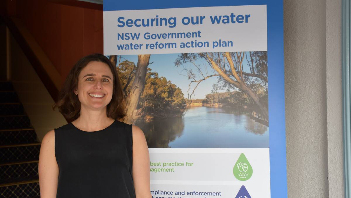 NSW Department of Industry Water Renewal Taskforce group director Emma Solomon at the water metering community consultation in Moree in August.