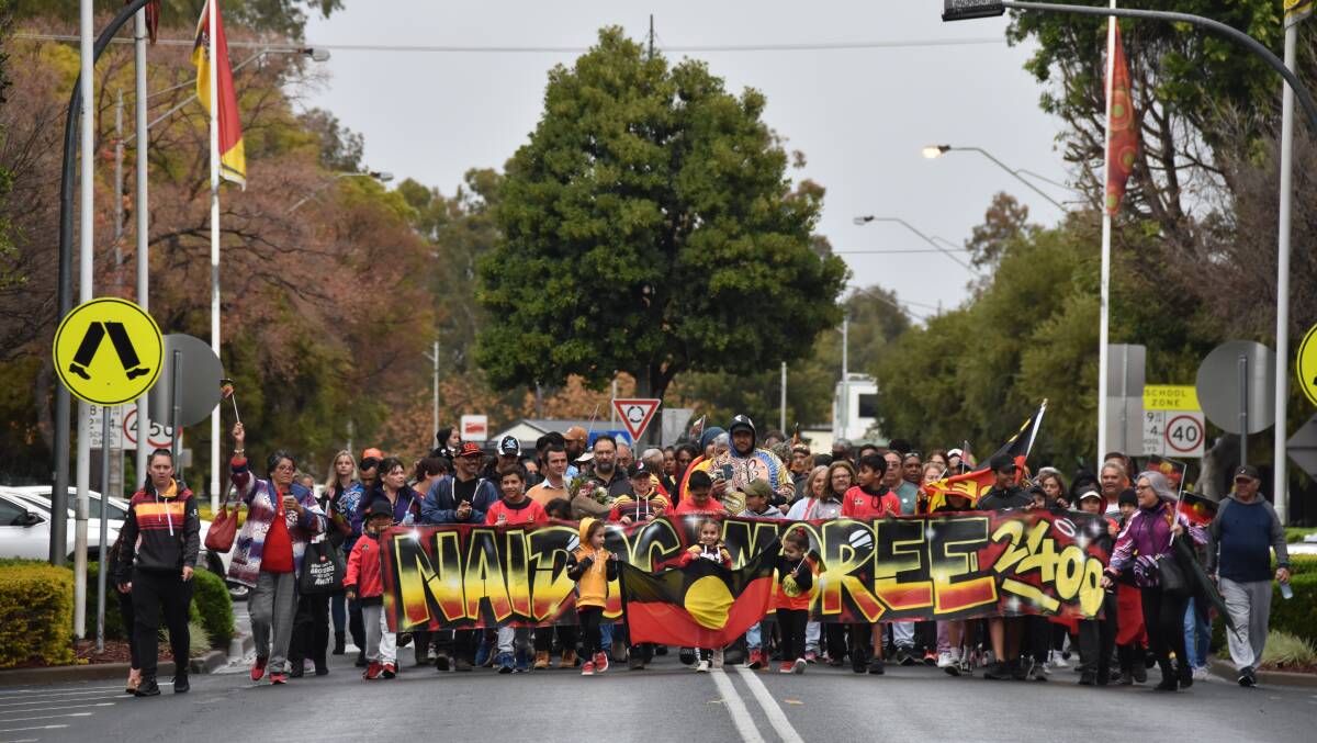 The Moree community came together for a march during the official opening of NAIDOC Week on Monday.