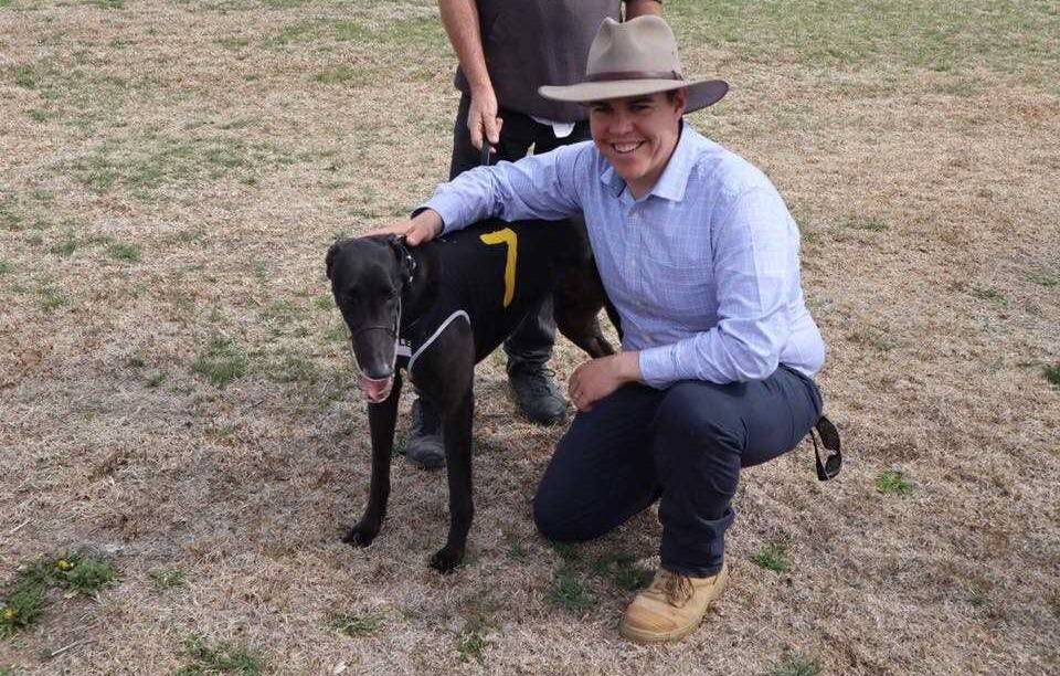 Northern Tablelands SFF candidate Rayne Single at the Armidale greyhound track.