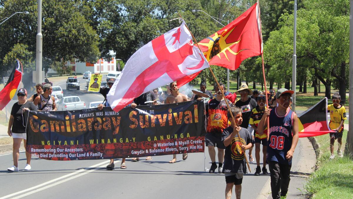 HEALING: More than 60 people took to the streets of Moree for a peaceful protest as part of Survival Day last year.