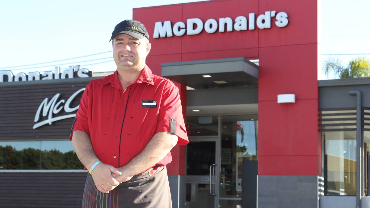 LOCAL CELEBRITY: Adam Love loves his job at McDonalds and was filmed there this week by a Sunrise breakfast show crew.