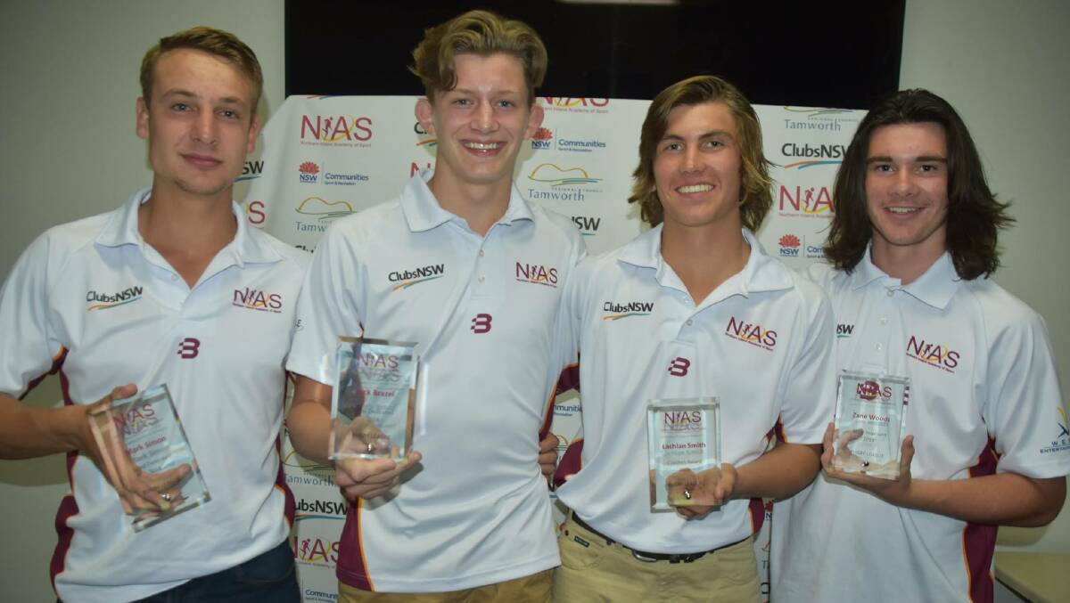 Moree's Jock Brazel (second from left) is just one of the many Moree athletes developed by the Northern Inland Academy of Sport. Jock was recently named most dedicated at the NIAS 2018 awards night.