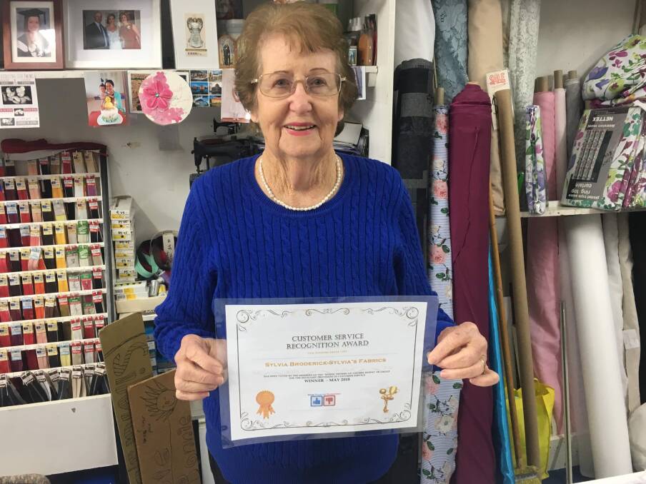 WELL-DESERVED: Sylvia Broderick, owner of Sylvia's Fabrics and Accessories was recently awarded the Moree Thumbs Up Thumbs Down Customer Service Recognition Award for May.