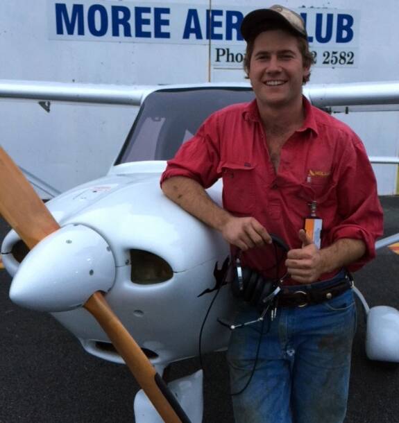 Lachlan Moloney all smiles after successfully completing his first solo flight.