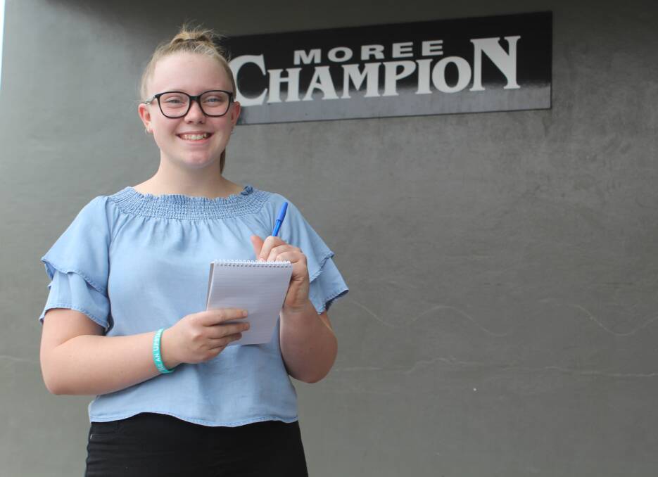 FUTURE JOURNO IN THE MAKING: Year nine student Tayla Simpson has enjoyed trying her hand as a journalist during work experience at the Moree Champion this week. Photo: Sophie Harris
