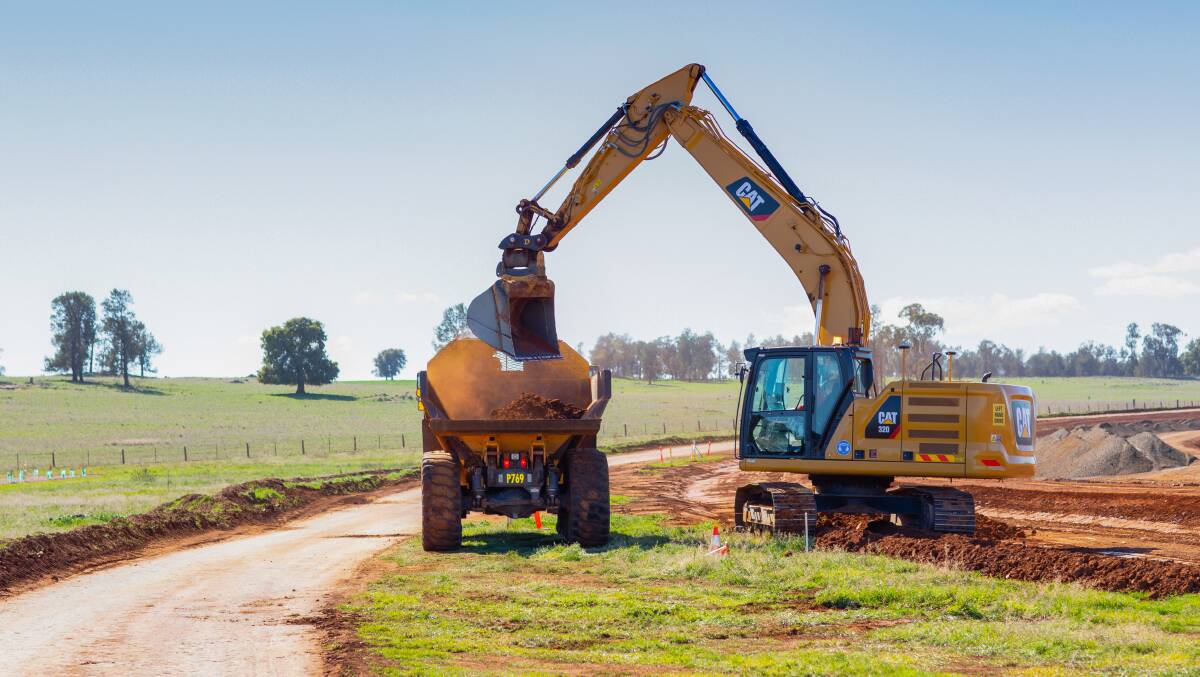 Construction is currently underway on the Parkes to Narromine section of the Inland Rail.Photo: ARTC
