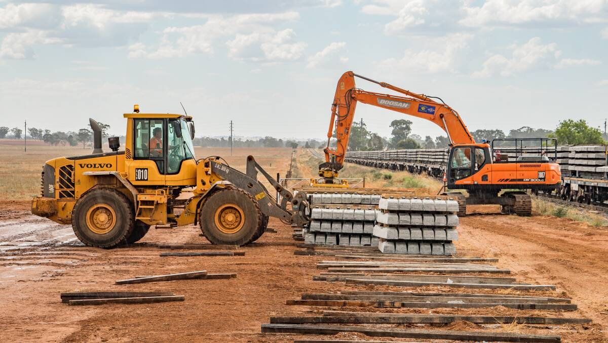 Construction is underway on the Parkes to Narromine section of the Inland Rail. Photo: ARTC