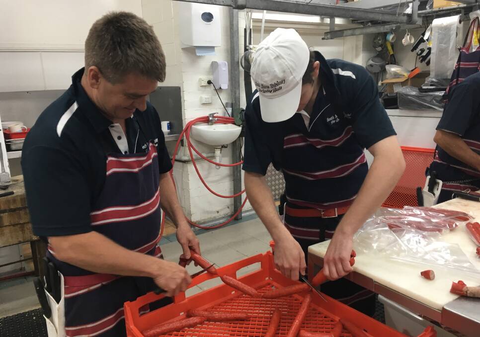 WIN-WIN: South Moree Butchery owner Robert Moore and second-year apprentice John Singleton were able to help each other out after being matched by employment agency, BEST Employment.