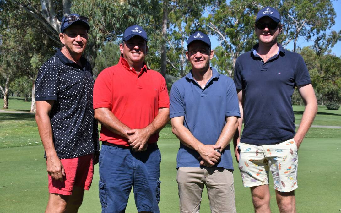 TEE-OFF: The McGregor Gourlay team Michael Slater, Scott Rogers, Mick Jensen and Daniel Sweeney had a top day on the golf course on Friday.
