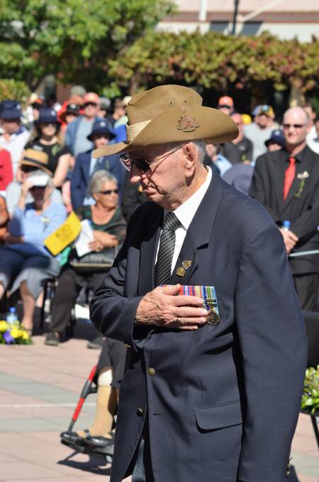Alf Scott paying his respects during Anzac Day 2018.