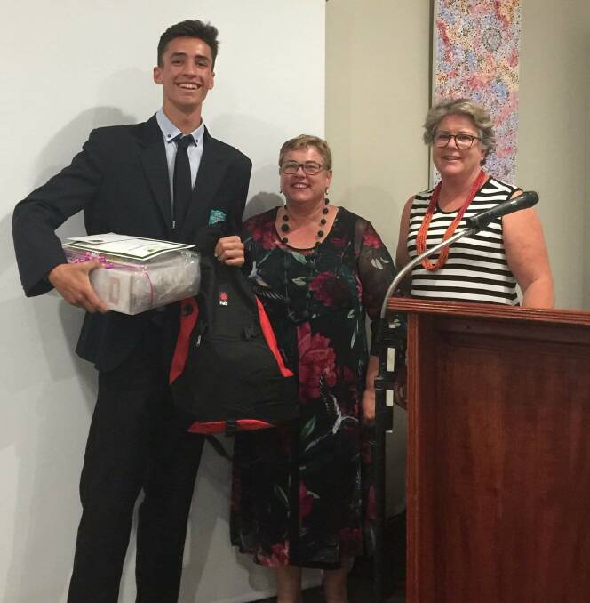 2018 Lions Youth of the Year Christopher Sim with chairperson Jo Horton and judge Nicole Humphries.