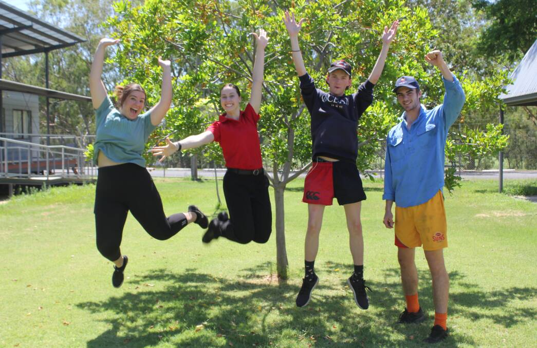 TIME TO CELEBRATE: Moree Secondary College 2020 graduates Grace Carter, Elka Devney, Brennan Cumberland and Jack Montgomery were pleased with their HSC results.