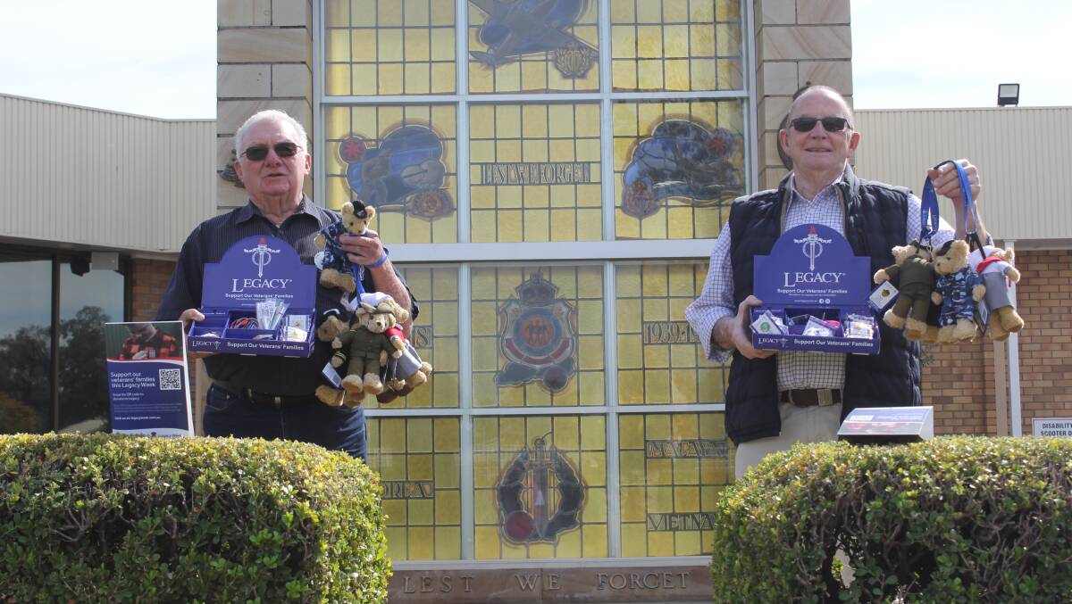 Moree Legatees Barrie Brooks and John Williams encourage the community to get in touch if they would like to buy some merchandise to support our local war widows.