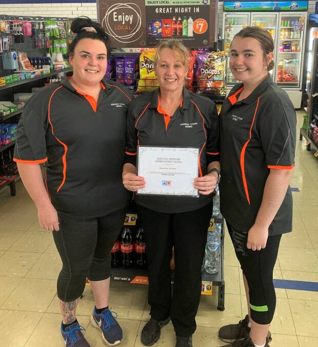Amaroo Store's Holly Roach, Tanya Ryan and Tahlia Ryan were presented with the May Essential Business Appreciation Award.