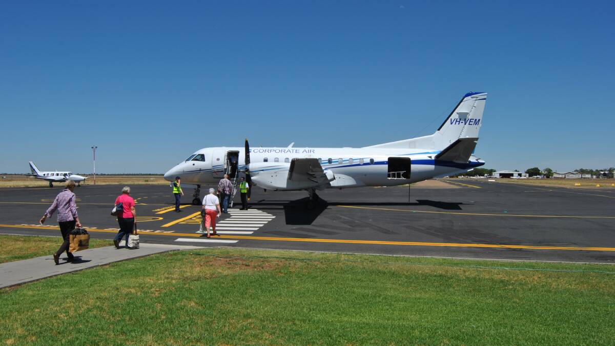 Moree passengers board Fly Corporate’s 34 passenger seat bound for Brisbane on Wednesday.