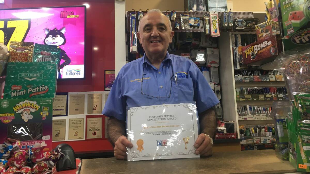 THUMBS UP: Balo Square Newsagency owner Archie Karam received the March Thumbs Up Thumbs Down Customer Service Appreciation Award.