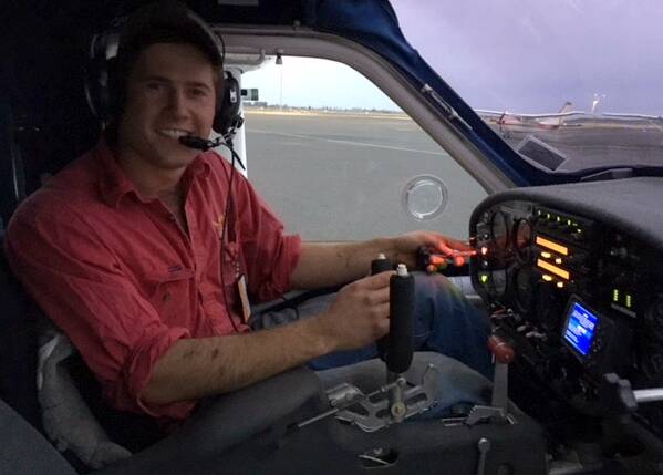 Lachlan Moloney behind the controls of the Jabiru J170C during his first solo flight.