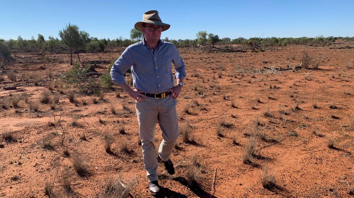 Agriculture Minister and Northern Tablelands MP Adam Marshall inspecting drought-affected properties in the west of the state last week.