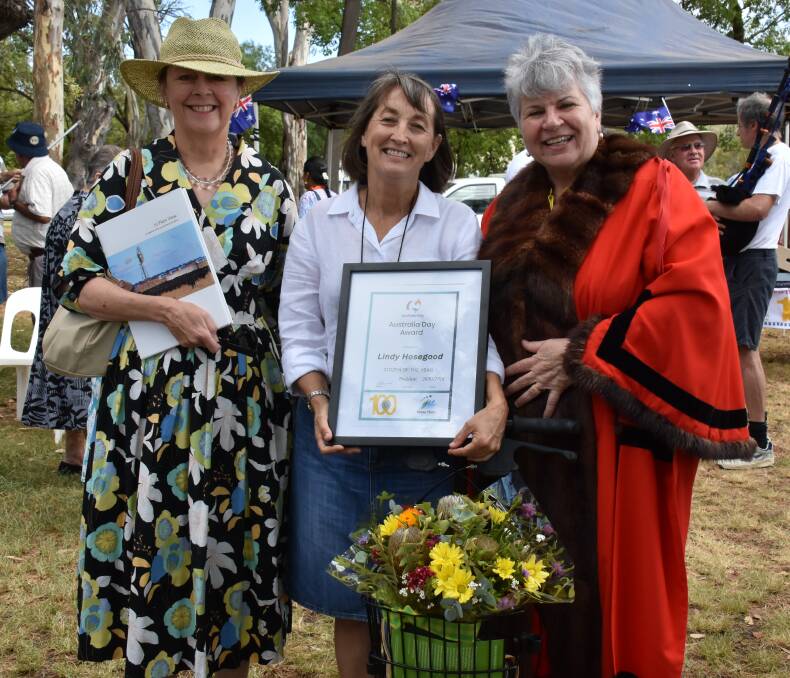 Australia Day ambassador Penny Cook, 2018 Citizen of the Year Lindy Hosegood and mayor Katrina Humphries.