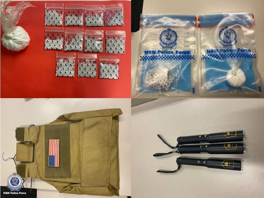 The drugs and weapons that were seized during a vehicle search in Moree on Thursday night. Photo: NSW Police