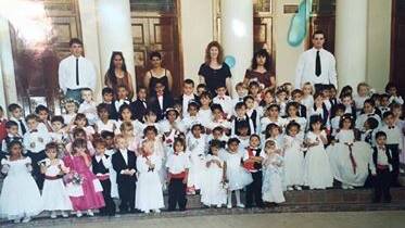 Preschoolers and staff at the first Kiah Preschool Debutante Ball in 1995.