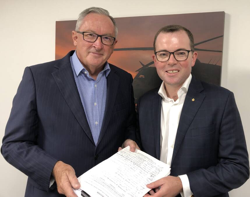 ON THE AGENDA: Northern Tablelands MP Adam Marshall (right) discussed the Moree and Glen Innes District Hospital projects with Health Minister Brad Hazzard on Thursday.