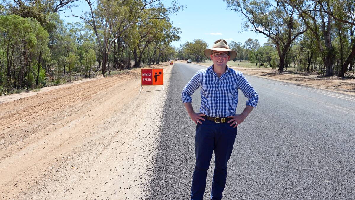 IMPRESSED: Northern Tablelands MP Adam Marshall inspecting progress on the sealing of Carrigan Road (Main Road 507) between Boomi and Mungindi.
