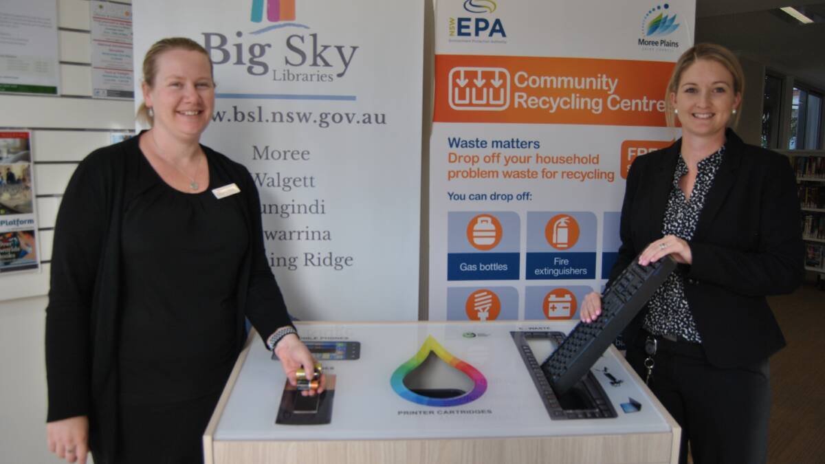 HELPING HAND: Moree Community Library coordinator Samantha Geatches and Acting waste manager Tahra Sayers have teamed up to make it easier for locals to recycle.
