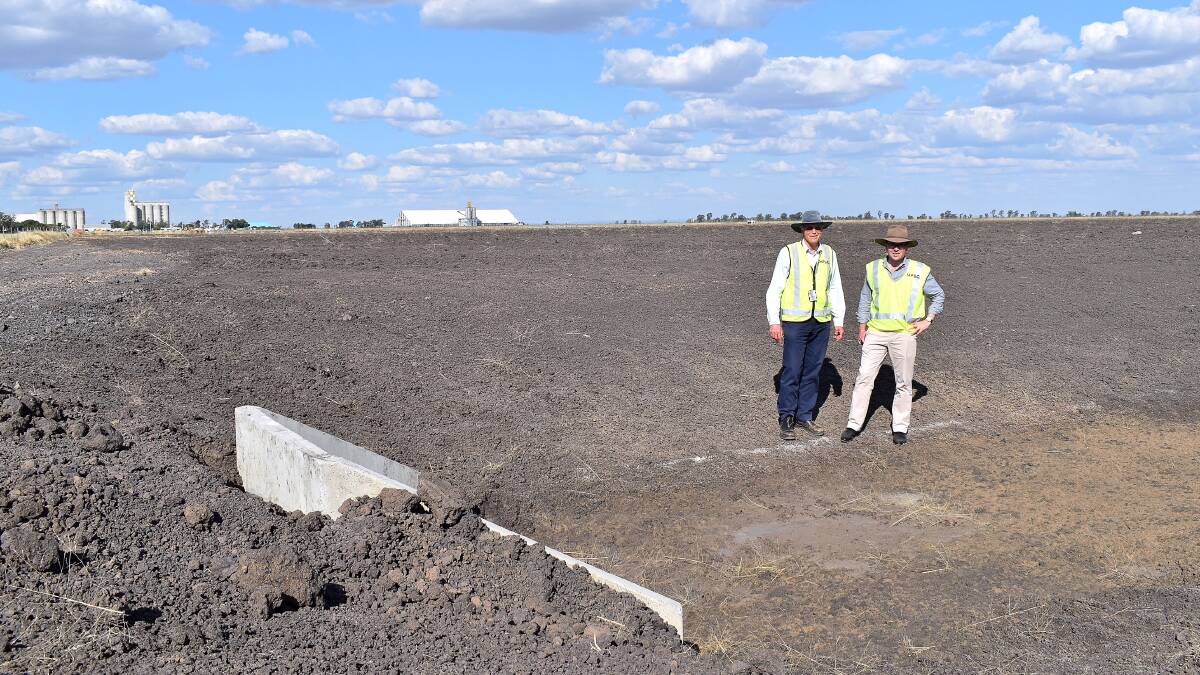 Northern Tablelands MP Adam Marshall (right) inspecting progress on the Moree Airport upgrade with Moree Plains Shire Council executive projects manager John Carleton.