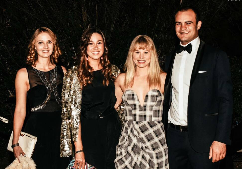 Emily Robinson, Susie Walker, Lucy Shorter and Charlie Coles at last year's Gold Rush Ball. Photo: Claudia Hiscox