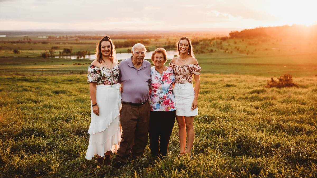 CLOSE-KNIT FAMILY: The late Barry Peachey with his wife Georgie and daughters Hayley Peachey and Bec Reardon, who might not be able to make their dad's funeral as a result of the harsh Queensland border closure. Photo: Amy Philp Photography