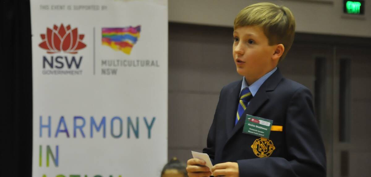 CONFIDENT: Moree Public School year 5 student Archie Matthews was a finalist at the Multicultural Perspective Public Speaking competition.