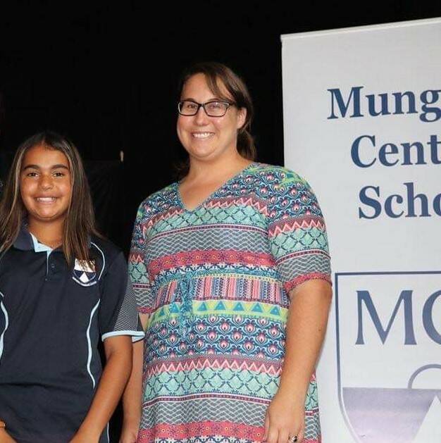 Weemelah CWA Branch member Kirsty Stevens presented Mungindi Central School year 6 student Tyra Prince with the CWA Community Spirit Award. Photo: contributed