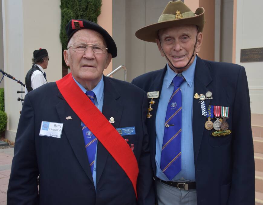 North West National Servicemen's Association president Barry Fitzgerald with Norman Park RSL and Nashos sub-branch member Eric Beutel OAM at last year's event in Moree.