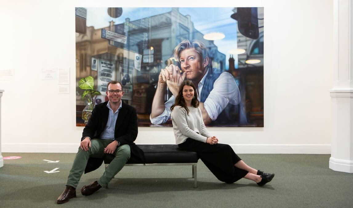 Northern Tablelands MP Adam Marshall and Bank Art Museum Moree interim director Kate Tuart discuss the years ahead following a $240,000 funding announcement from the state government. Photo: supplied