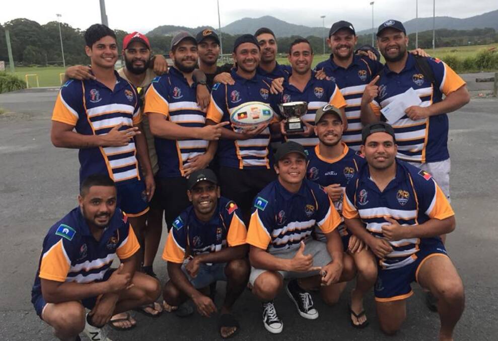 SUCCESS: The Gomeroi Goannas pictured with the winning bowl at the end of Saturday's Ella 7s tournament.